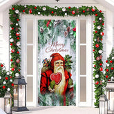 Aperturee - Red Santa Claus Green Plants Christmas Door Cover